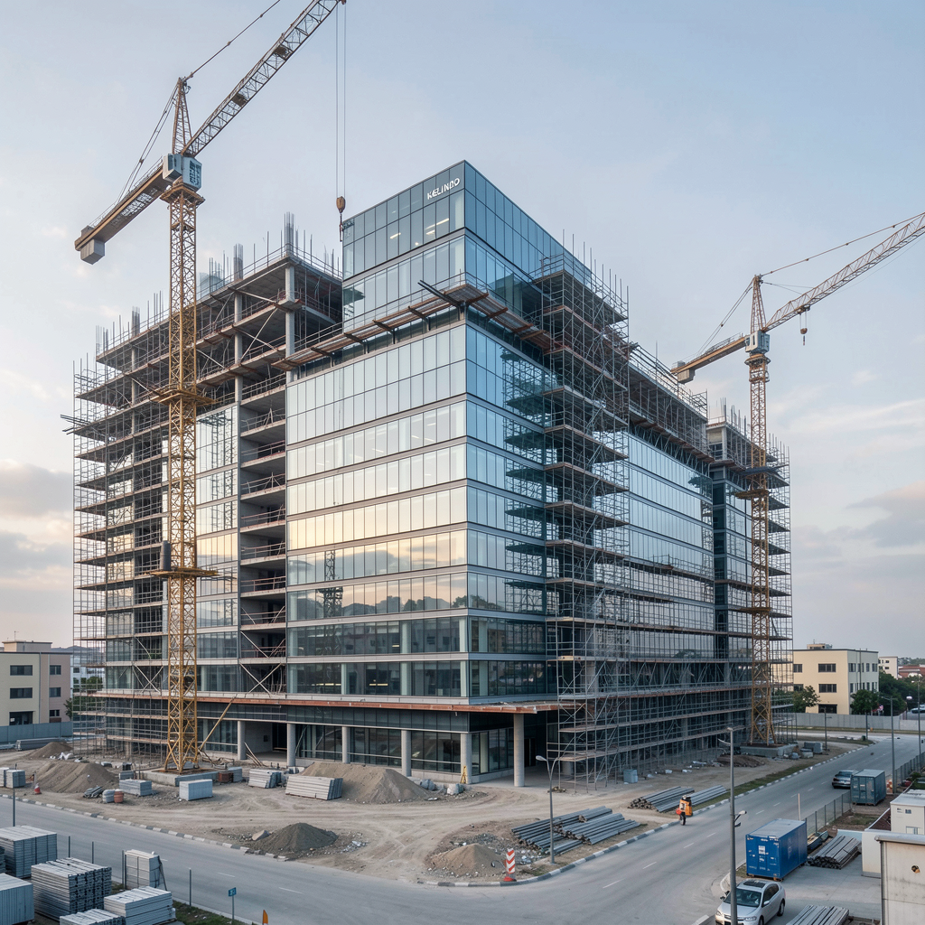 Modern commercial construction site under development